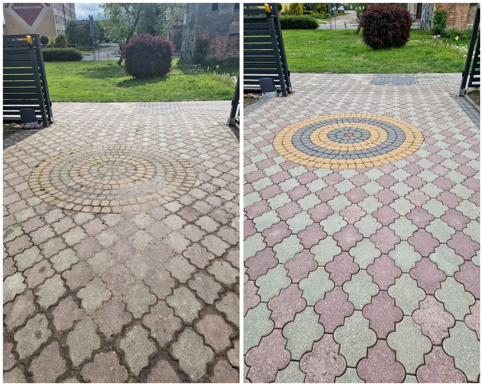 Legionowo — wokół domu 180 m² przed i po myciu