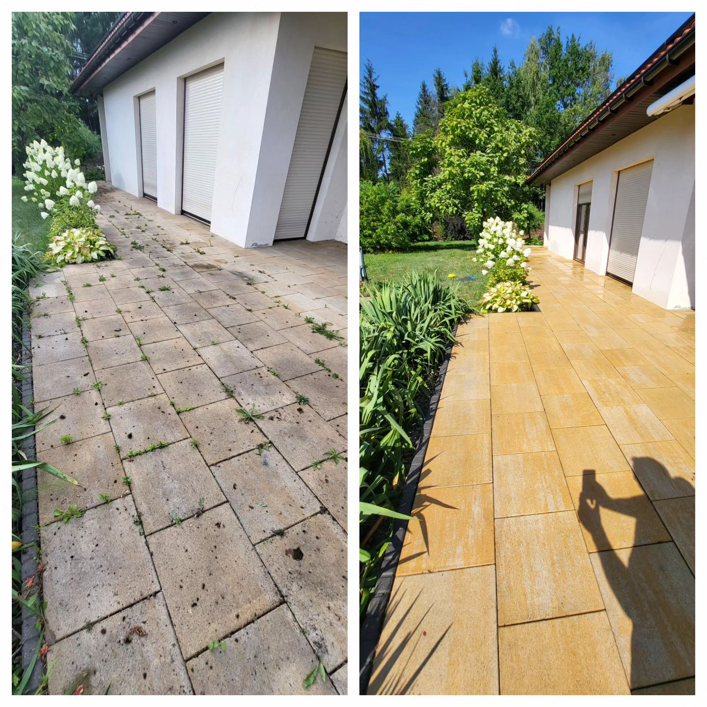 Pułtusk — taras 40 m² przed i po myciu